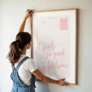 Feels So Good To Be Home, Girly Postcard Poster, Trendy Horizontal Print, Cute Dorm Decor Aesthetic, Coquette Wall Art, Digital Download