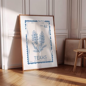 Texas State Stamp Print, Vintage Travel Wall Art, Western Wanderlust Art, Nature Aesthetic, Rustic Poster for Ranch Decor, Digital Download