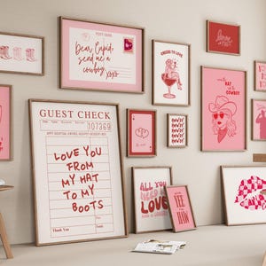 Western Valentine Print Gallery, Trendy Cowgirl Wall Art, Retro Valentine's Day Aesthetic, Cute Galentine Decor, Set of 15 Digital Download