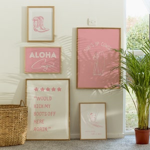 Coastal Cowgirl Gallery Set of 15 Prints, Beachy Western Wall Art for Pink Dorm Decor, Digital Download image 3