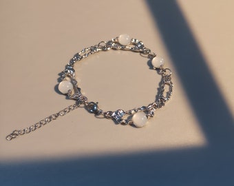 Silver Irregular Crystal ball bracelet , Y2K Aesthetic ALT, Gothic Grunge Korean bracelet ,Metal Liquid Jewelry for a Cute & Edgy