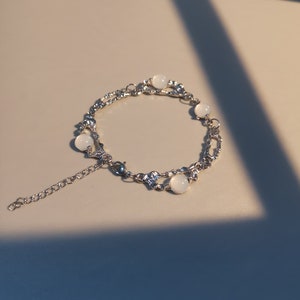 Silver Irregular Crystal ball bracelet , Y2K Aesthetic ALT, Gothic Grunge Korean bracelet ,Metal Liquid Jewelry for a Cute & Edgy