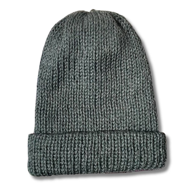 Handmade Recycled Polyester Knit Beanie | Alpine Green Hat | Unisex Knit Hat | Sustainable Beanie