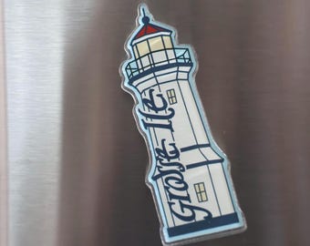 Grosse Ile Lighthouse Acrylic Magnet: Michigan Souvenir