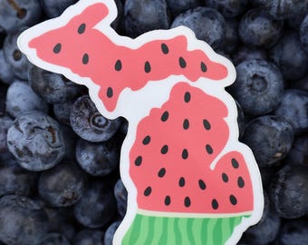Michigan Watermelon Sticker: Waterproof Vinyl Laptop Decal