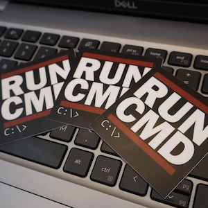 Run CMD Vinyl Waterproof Sticker, Sysadmin sticker, Information Technology Funny, Windows, IT Humor, Tech Support Sticker, Laptop