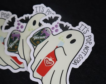 Funny Midwest Ghost Sticker: Pop Not Soda, Detroit Halloween