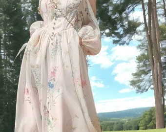 Fairy Milkmaid Dress - Cottagecore Dress - Party Dress- Sleeve LongDress, Fairy Dress, Milkmaid Dress, Prom Dress, cottagecare