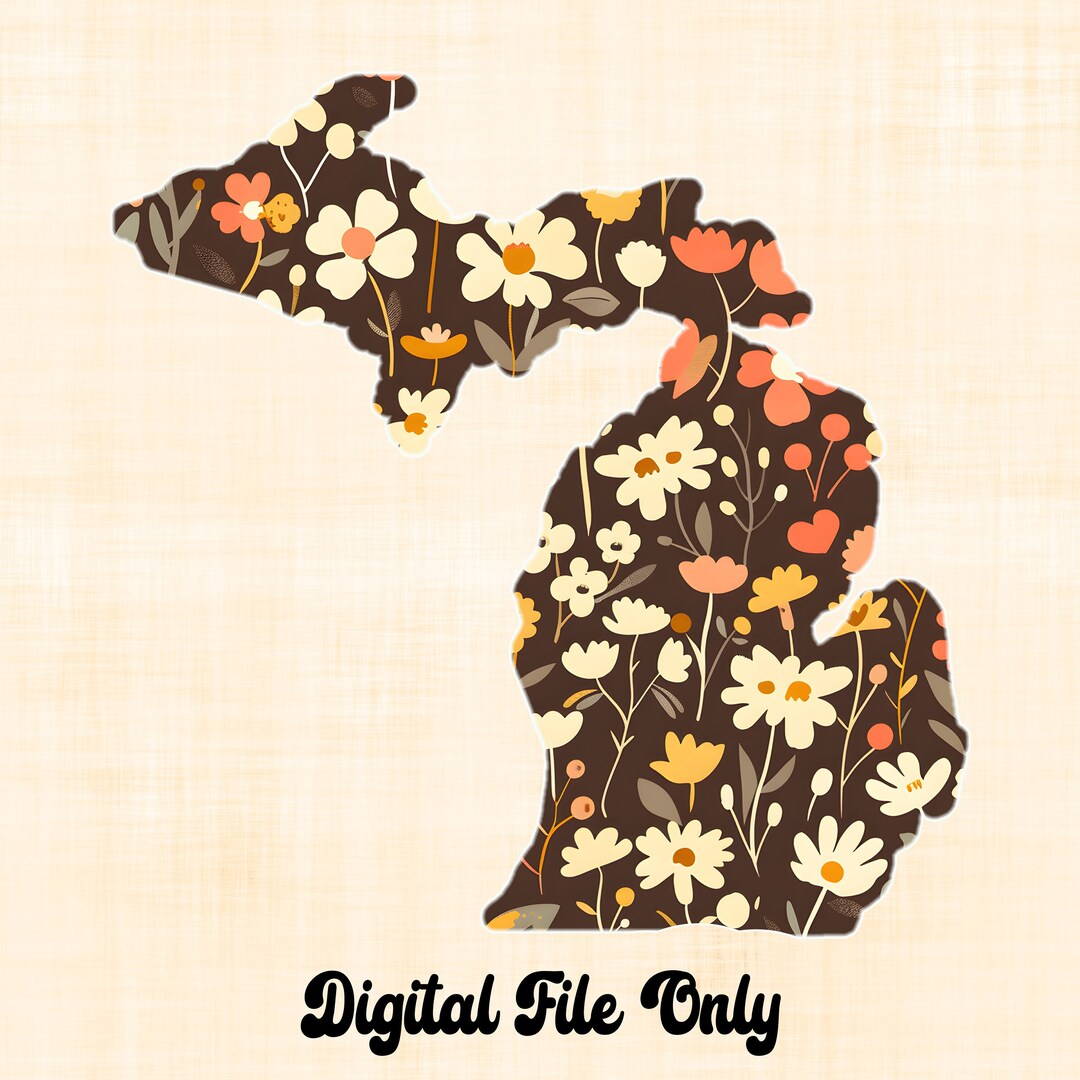Michigan State Floral SVG PNG Digital Download - Etsy