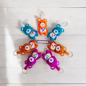 Felt bear keychain , key holder , felt animals