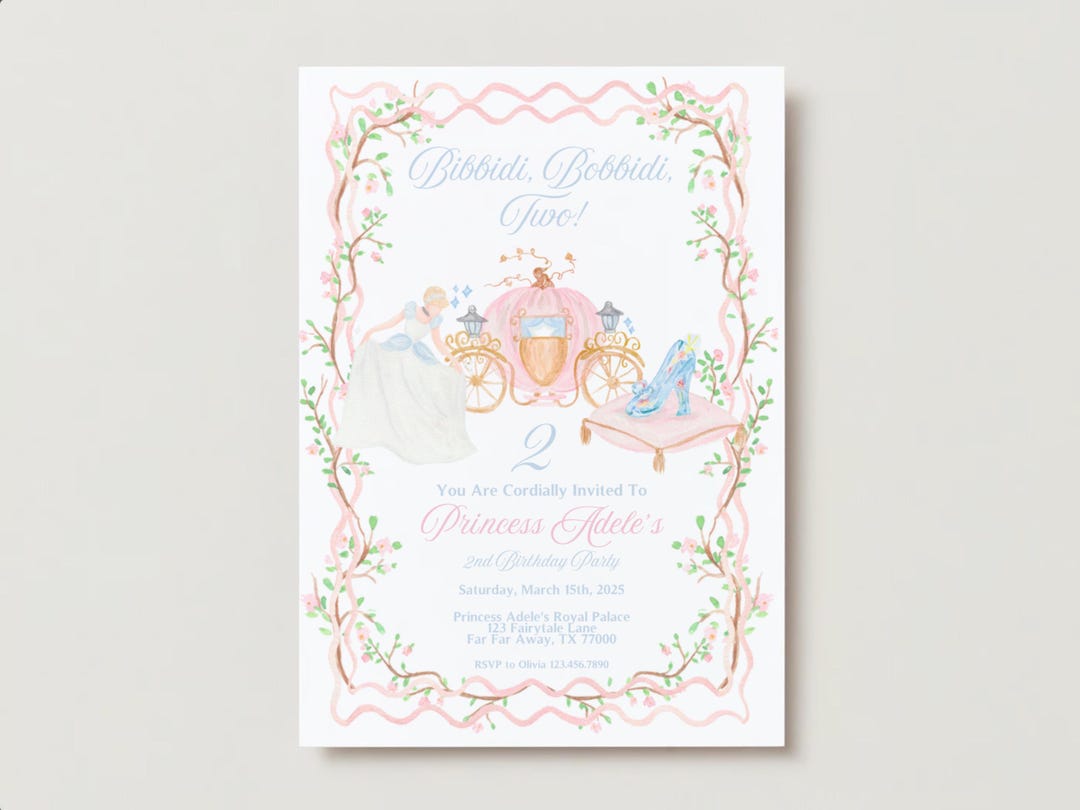 Bibbidi Bobbidi Two Cinderella Party Invitation I Instant Download I ...