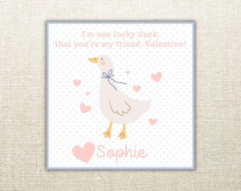 90s Lucky Duck Valentine I Enclosure Tag I Instant Download I Editable Template I Goody Bag Tag I Calling Card I Silly Goose I Vintage Duck