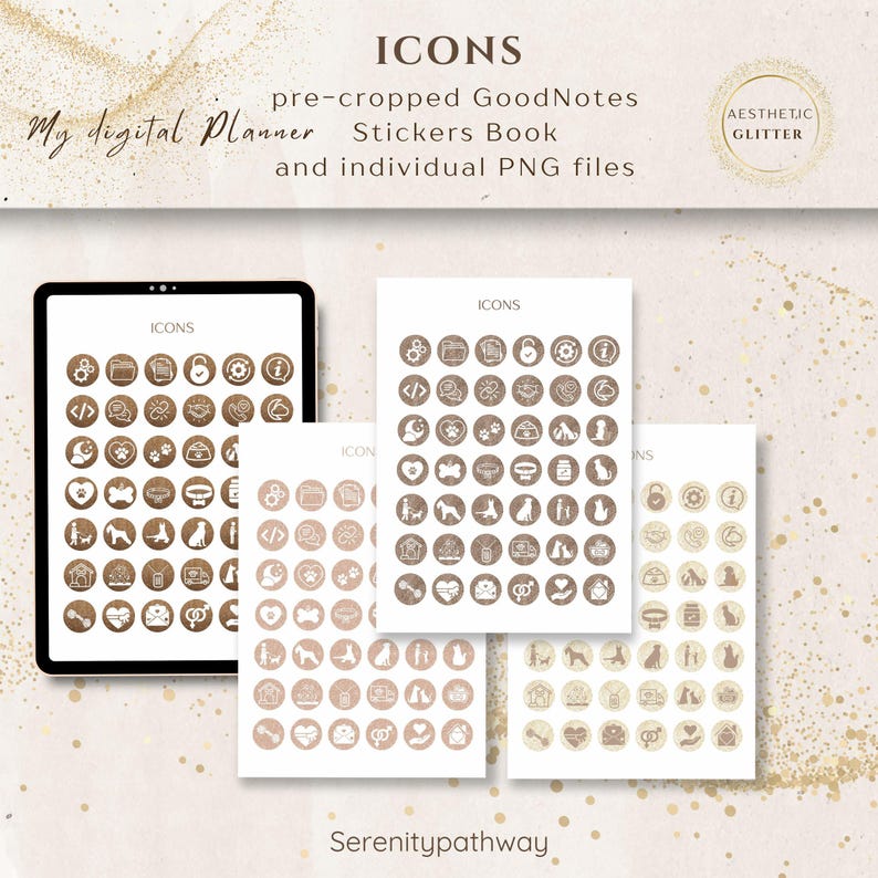 Sticker Widget Digital Stickers | 1600 Aesthetic Glitter Stickers Planner | Widget ...
