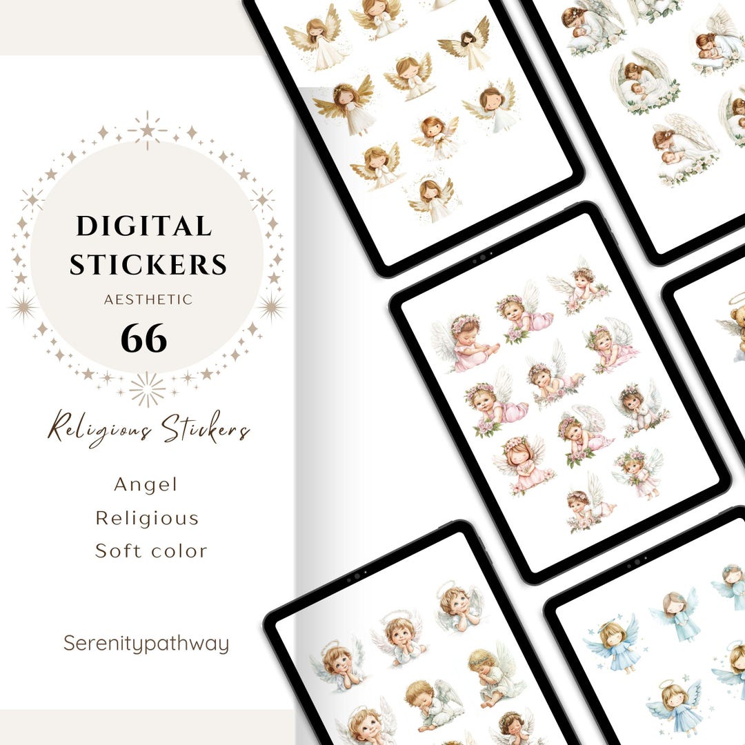 Guardian Angel Digital Stickers|66 Cute Angel Stickers Sheets| First ...