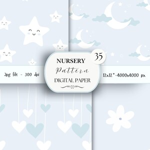 Blue Cute Baby Digital Paper Pack- 35 Nursery Baby Scrapbook Junk Journal Papers-Seamless Patterns- Digital Background-Watercolor Paper| 61