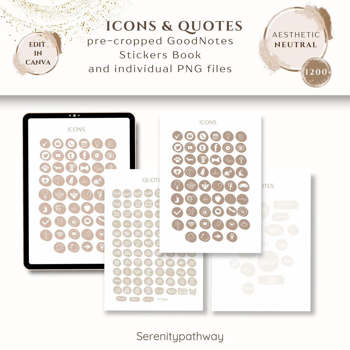 Everyday Digital Stickers, PLR Master Resell Rights |1200 Aesthetic ...