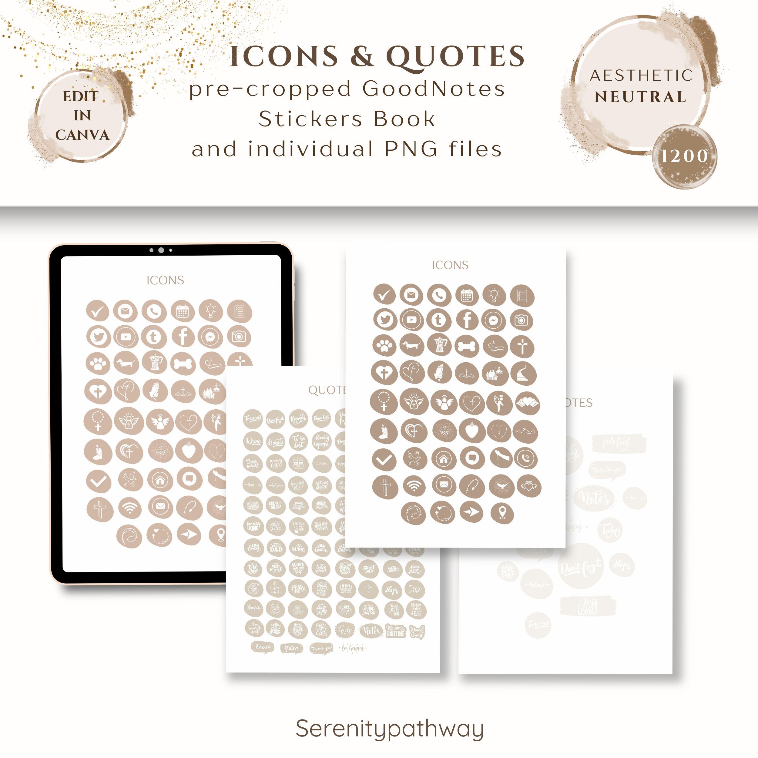 Everyday Digital Stickers, PLR Master Resell Rights |1200 Aesthetic ...