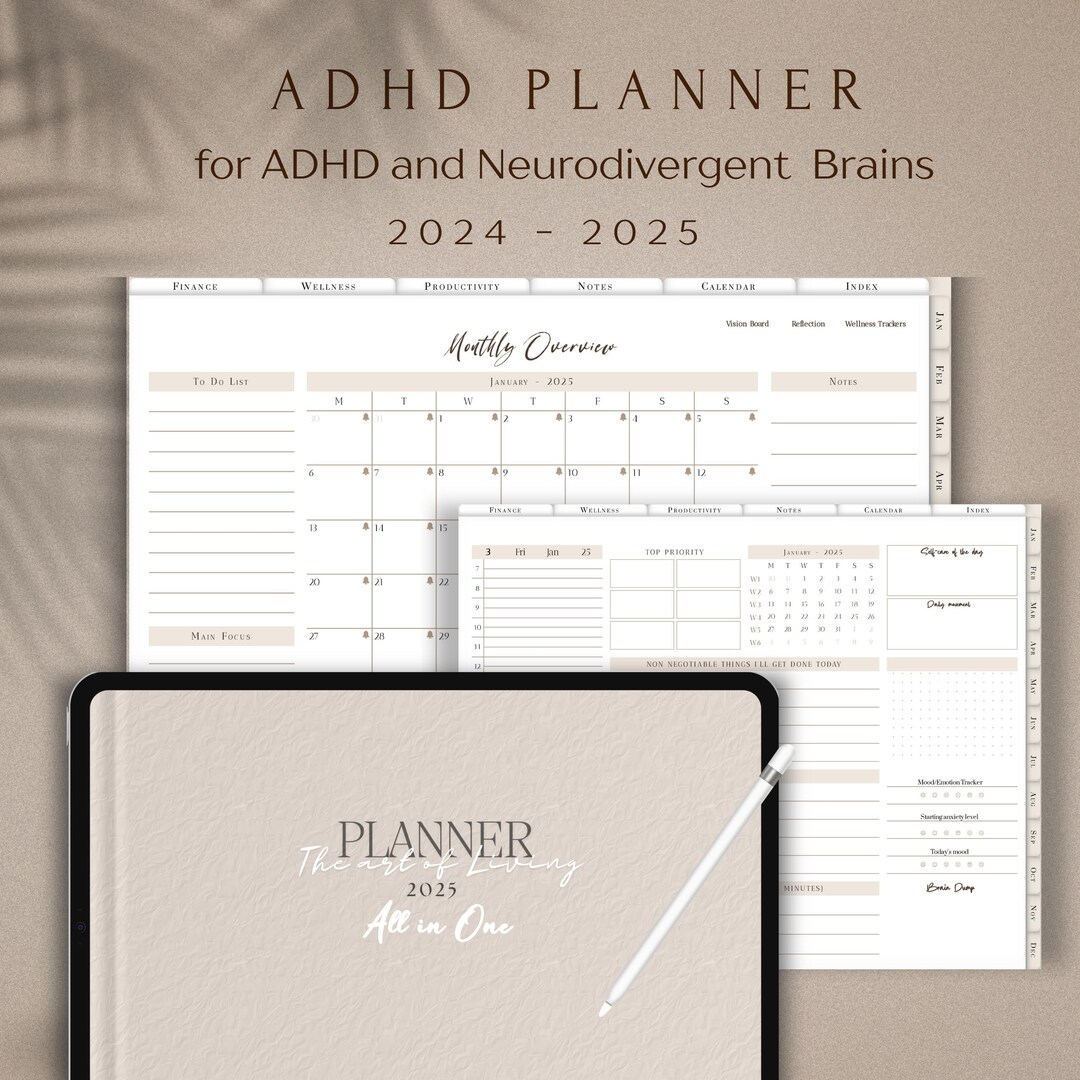 ADHD Digital Planner, All in One 2024 2025 Planner,full Pages ...