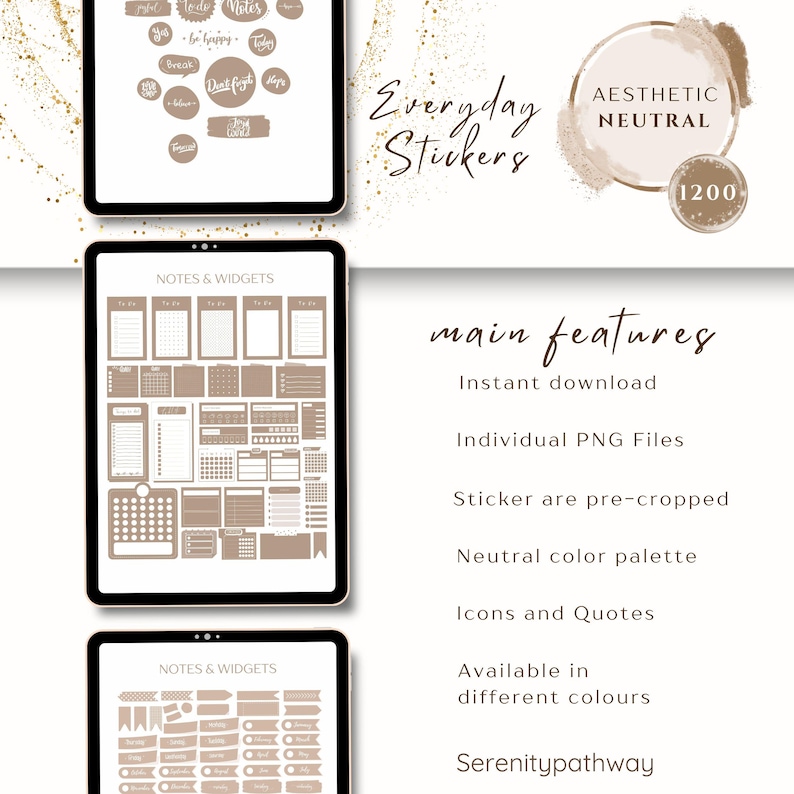 Everyday Digital Stickers, PLR Master Resell Rights |1200 Aesthetic ...