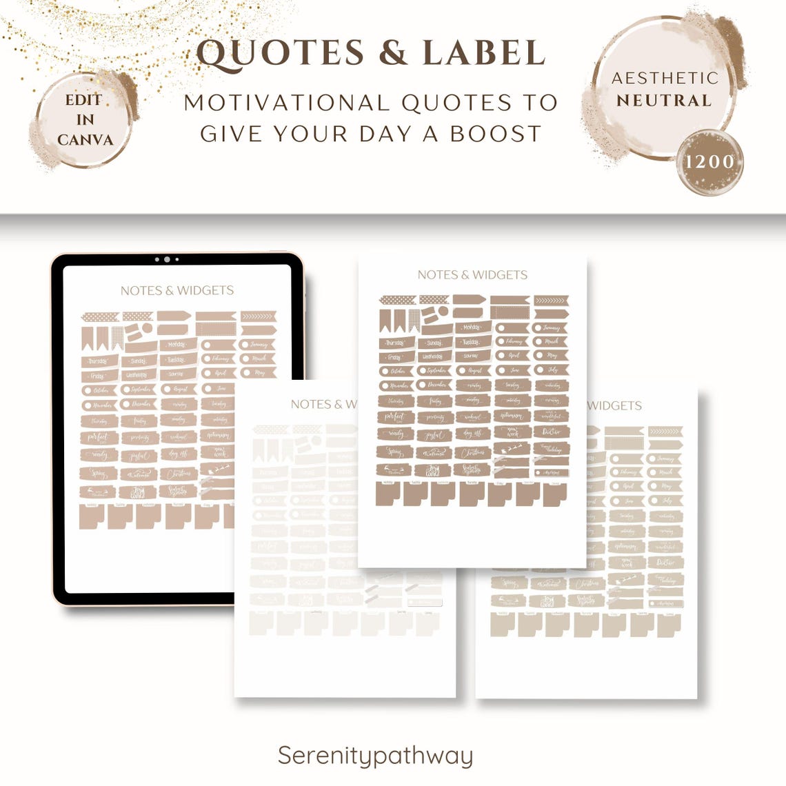 Everyday Digital Stickers, PLR Master Resell Rights |1200 Aesthetic ...