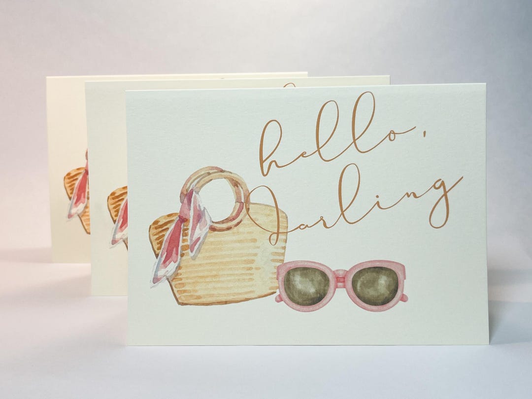Note Card Hello Hello Greeting Cards: Set of Three Folded Notecards {blank Interior} - Etsy