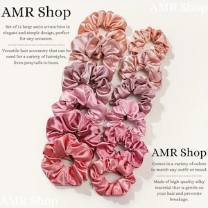 Handmade Satin Hair Scrunchies Set | Soft Elastic Hair Ties for Women | Cute Hair Accessories | Gift for Her | Everyday Hair Bands