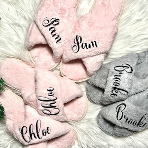 Customized Fluffy Slippers Slippers for Bridesmaids Christmas gifts for her Bachelorette Party