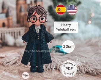 Harry P, the great wizard yule ball version in amigurumi / PDF pattern / Crochet doll / Spanish & English