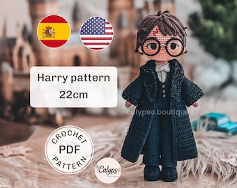 Harry P, the great wizard yule ball version in amigurumi / PDF pattern / Crochet doll / Spanish & English