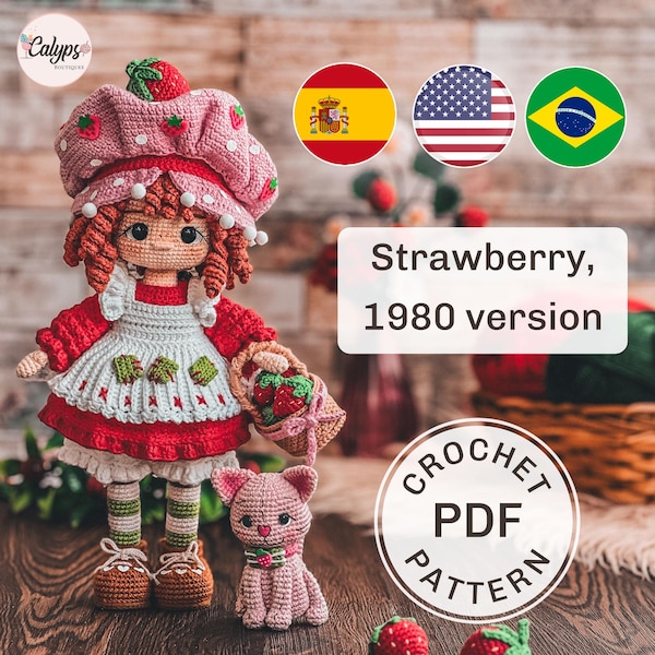 ARCHIVO PDF - Patron de muñeca vestida de fresita en amigurumi - Guia digital de crochet
