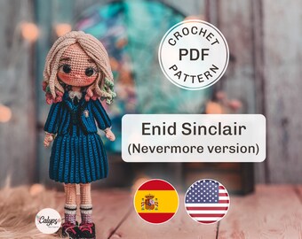 Enid-amigurumipatroon, schoolversie / pdf-haakpatroon / Spaans en Engels