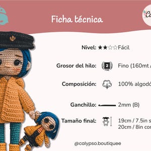 Coraline amigurumi pattern / crochet / PDF pattern / Crochet doll / Spanish & English image 8