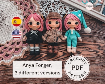 Anya, Puppe, Amigurumi-Muster, in 3 verschiedenen Varianten / gehäkelt / PDF Häkelanleitung / Puppe häkeln / Spanisch & Englisch