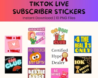 Stickers TikTok Sub : Bestie et émoticônes de la communauté (paquet de 10 fichiers PNG à téléchargement numérique)