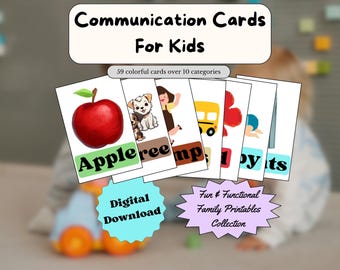 Printable Communication Flashcards for Kids: ESL, Speech Therapy (Digital Download)
