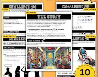 Science Physics Magnetism Escape Room STEM Club Worksheets PDF Bundle Printable Activities Homeschool Middle School High School Activity