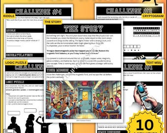 Science Physics Magnetism Escape Room STEM Club Worksheets PDF Bundle Printable Activities Homeschool Middle School High School Activity