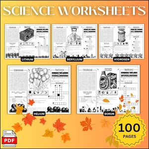 Hojas de trabajo para el club STEM de ciencias, física, química, etc. (PDF) / Actividades imprimibles / Educación en casa, secundaria, preparatoria, colorear / n.° 1-5