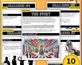 Science Physics Museum Escape Room STEM Club Worksheets PDF Bundle | Printable Activities | Homeschool Middle School High School Activity