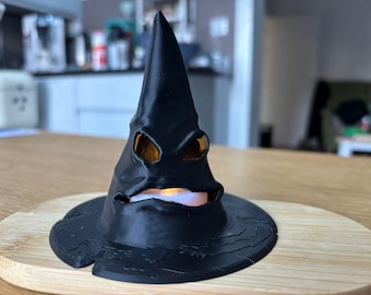 Witch Hat Tea Light Holder - 3D Printed Halloween Decor, Spooky Light-Up Witch's Hat with Electric Tea Light Included