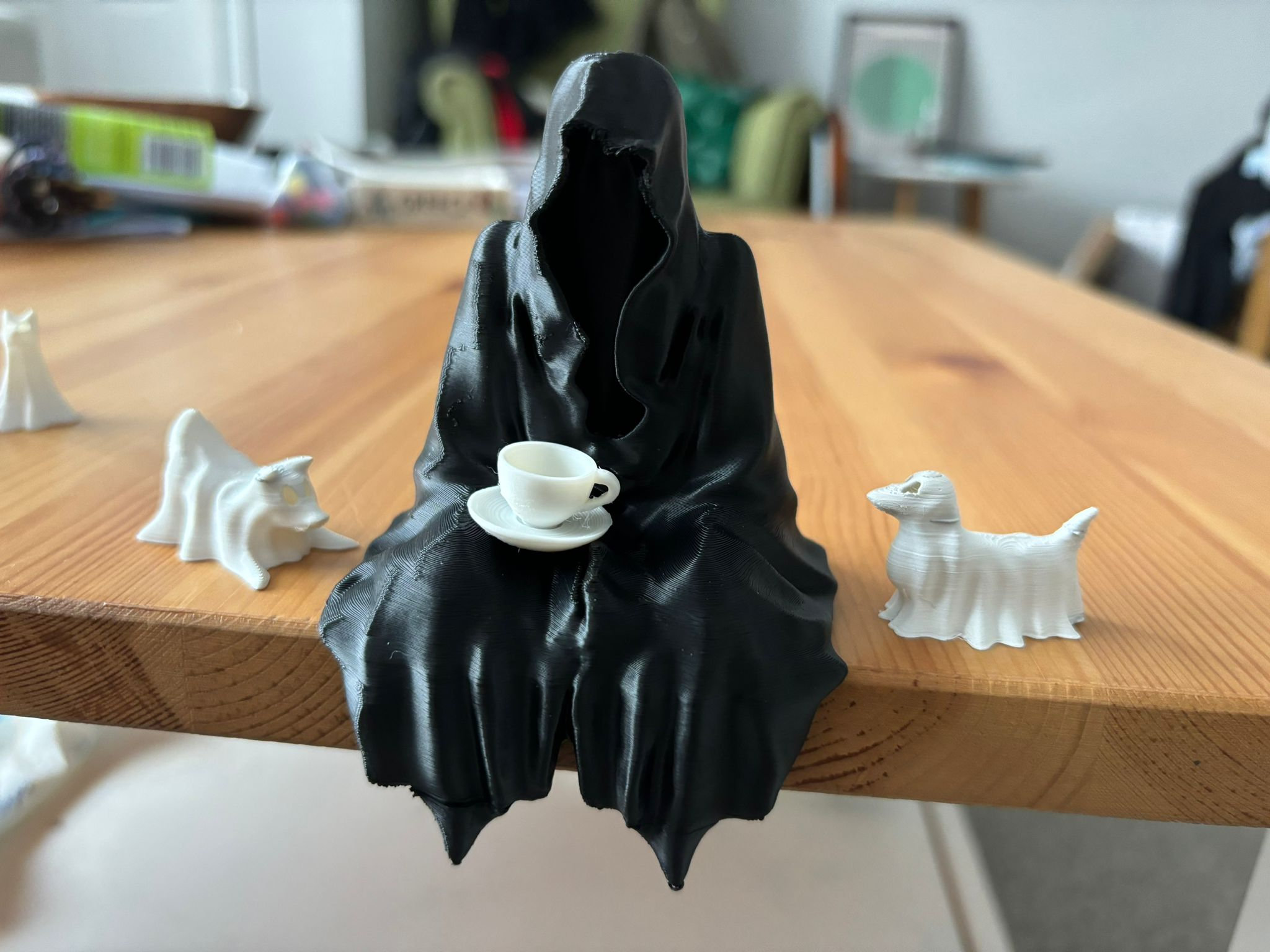 Grim Reaper Statue, Grim Reaper Figurine, Grim Reaper Gift, Funny Halloween Decor, Sitting Grim Reaper, Death Statue, Ghost Figurine