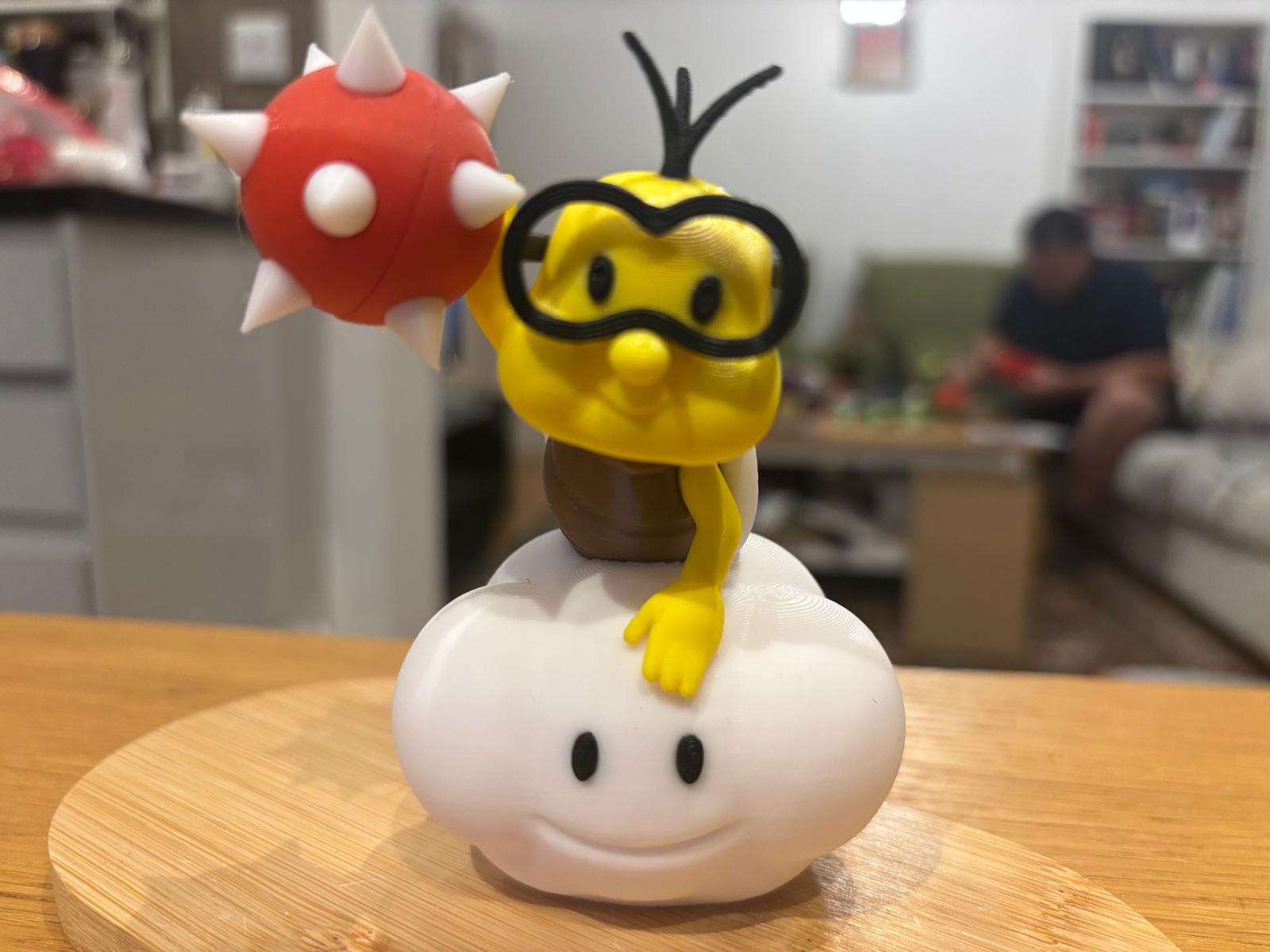 Lakitu Figure With Spiny - 3D Printed Super Mario Statue, Cloud