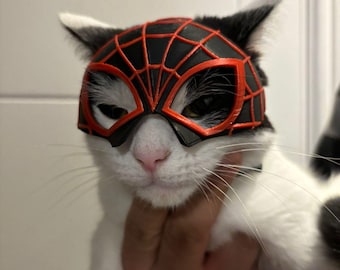 Miles Morales Spider-Man Mask for Cats The Purr-fect 3D Printed Superhero Costume!