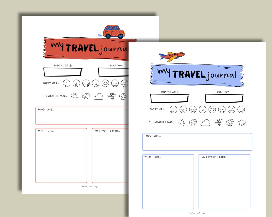 Kids Travel Journal Printable, Holiday Travel Journal, Kids Travel ...