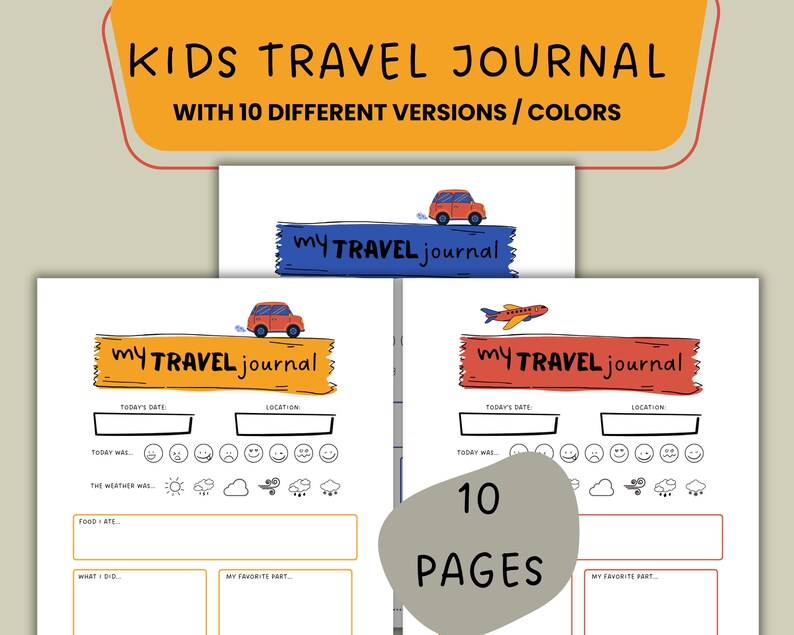 Kids Travel Journal Printable, Holiday Travel Journal, Kids Travel ...