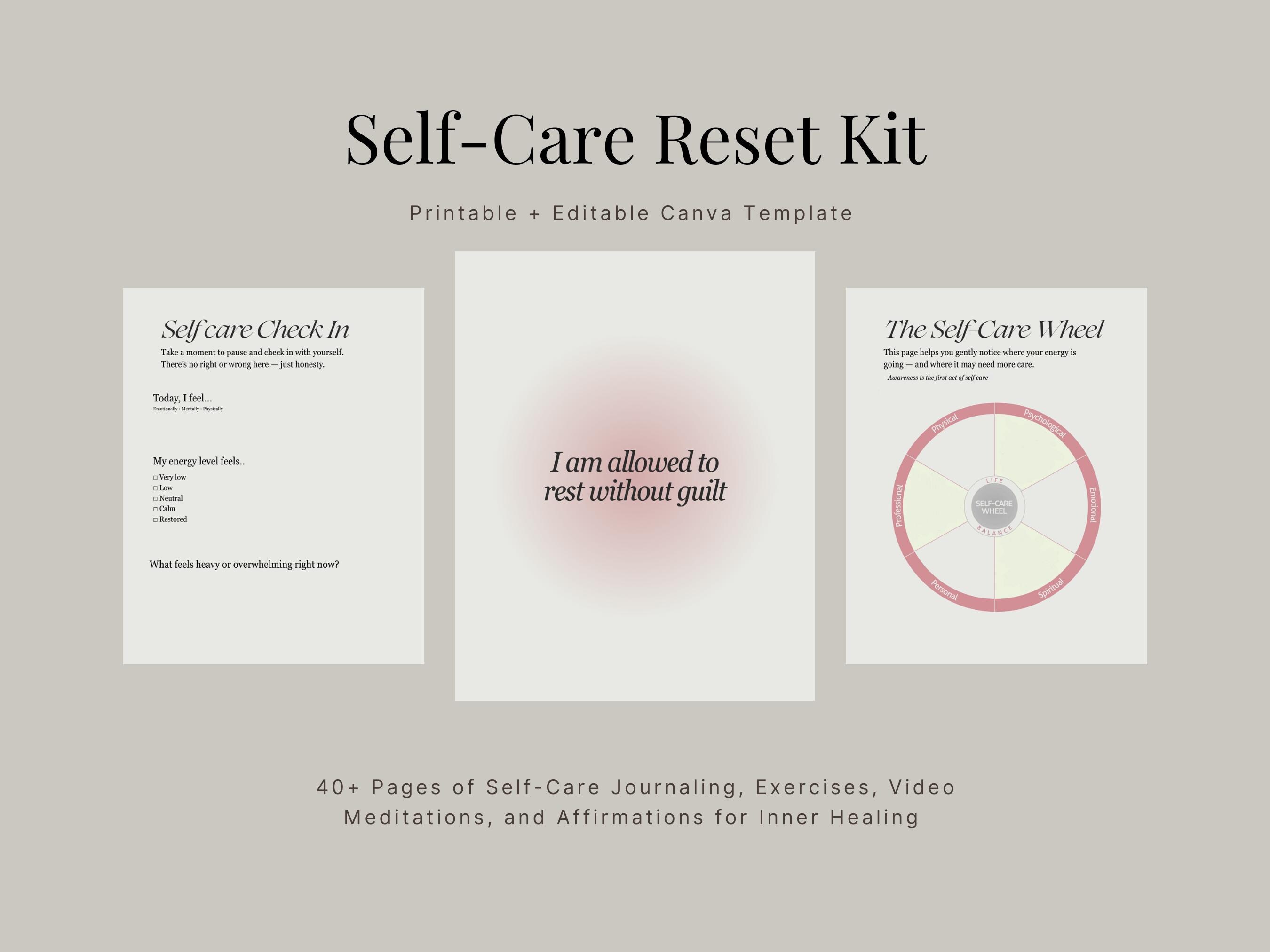 Self Care Reset Kit | Digital Wellness Planner | 7 Day Gentle Reset ...