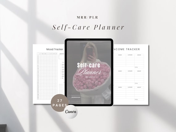Self-Care Digital Planner | Printable Wellness Tracker for Mental Health, Mindfulness & Productivity | PLR and MRR Resell Rights