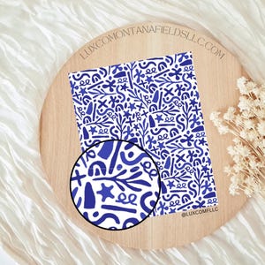 Blue Organic Shaped Blogs Clay Transfer Paper