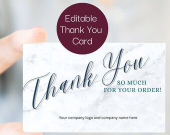 Thank You Business Card Template, Canva Editable, Order Package Insert, Thank You Order Card, Modern Design Small Business Editable Thanks