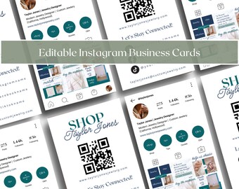 Carte de visite Instagram, carte de visite modifiable, modèle modifiable pour petite entreprise, carte de visite inspirée d'Instagram, carte de visite QR